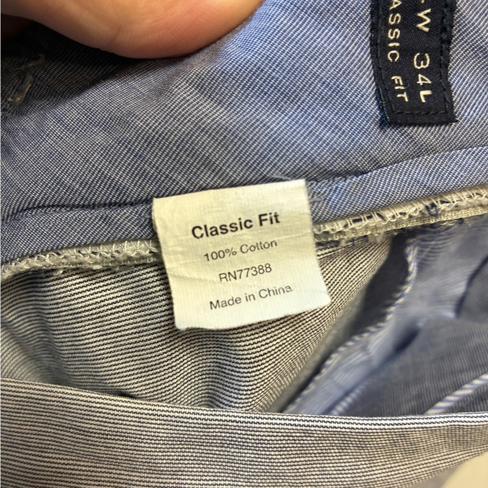J. Crew Men’s Blue & White Pinstripe Pants, Classic Fit, Size 34 x 30, Cotton - Picture 6 of 10